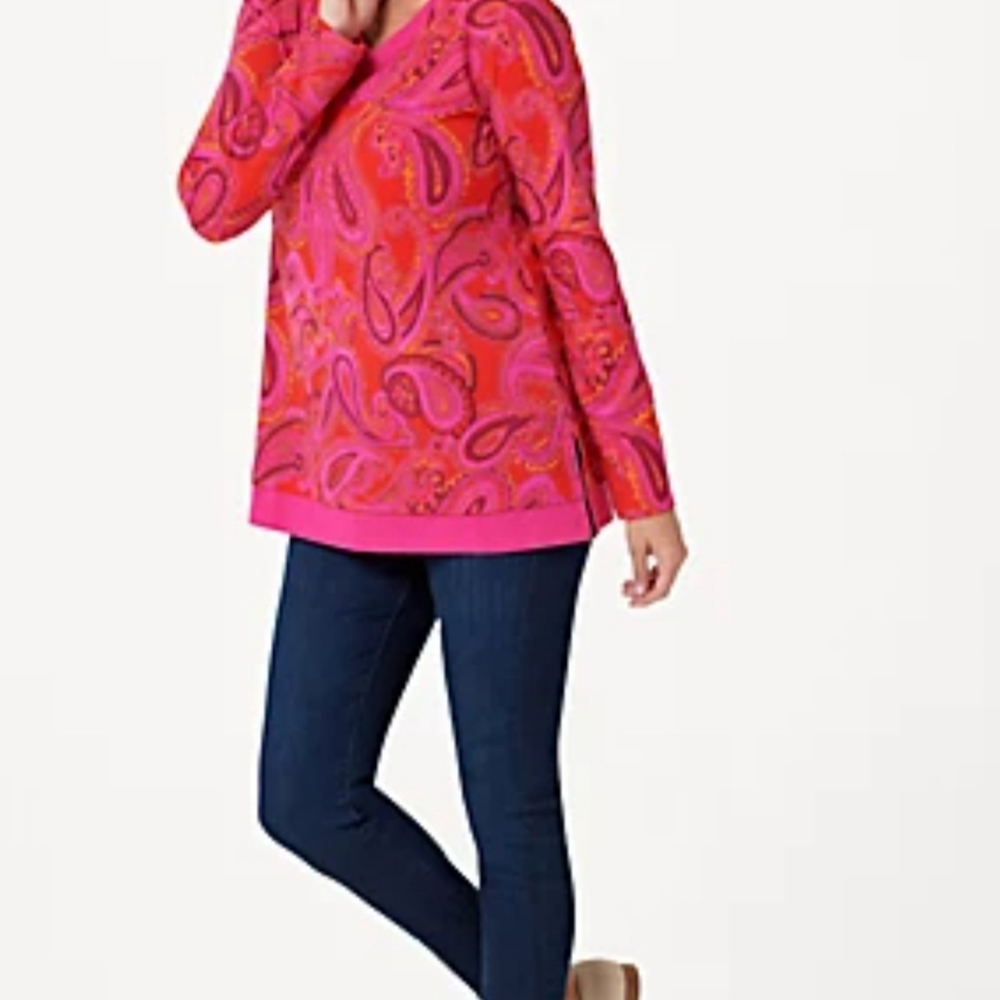 Isaac Mizrahi Live! Paisley Layered Knit Top
